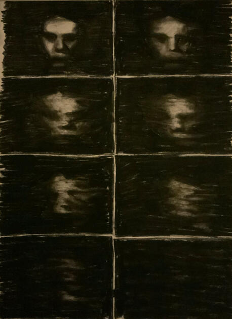 Frames for an animation. Made with charcoal, graphite and paper.