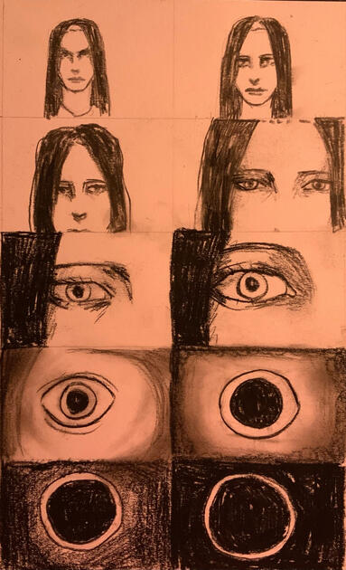 Frames for an animation. Made with charcoal, graphite and paper.